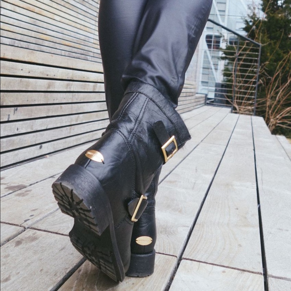 Jimmy Choo Youth Black Leather Biker Boots 38.5 - Picture 2 of 16